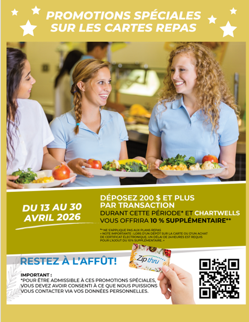 Promotion sur les cartes repas du 13 au 30 avril 2026